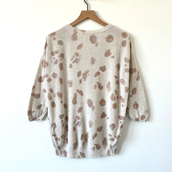 Artizia Wilfred Balzac Cashmere and Silk Leopard Ribbed Knit Top Sweater Size S - Picture 2 of 8